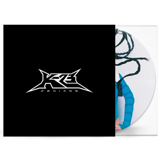 Vinilo Kenia Os – K23: caja negra con logo plateado, vinilo picture disc con retrato de la cantante.