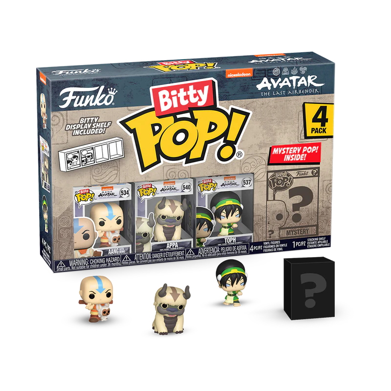 Funko Bitty Pop!: Avatar: The Last Airbender Mini - Aang con Momo, Appa, Toph y figura misteriosa